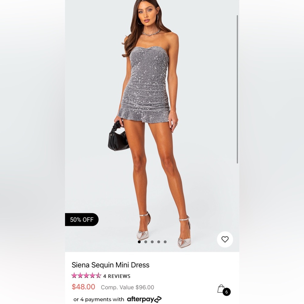 Edikted silver size small Sienna sequin mini dress